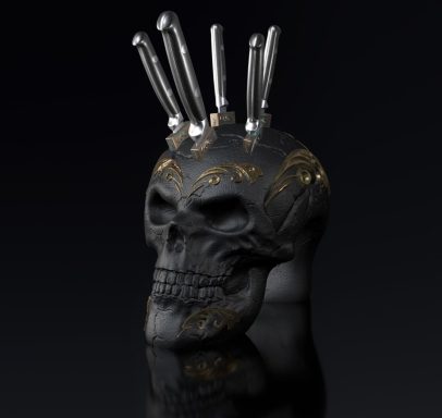 Totenkopf Messer Block